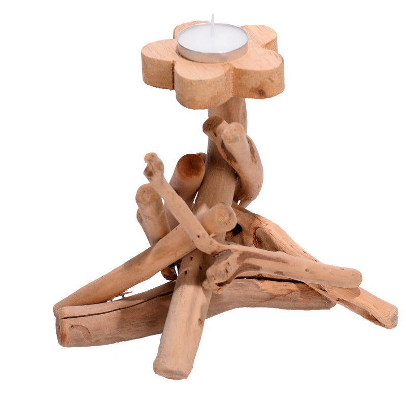 Handmade Wooden Flower Shape Candle Holder - HOMYEA