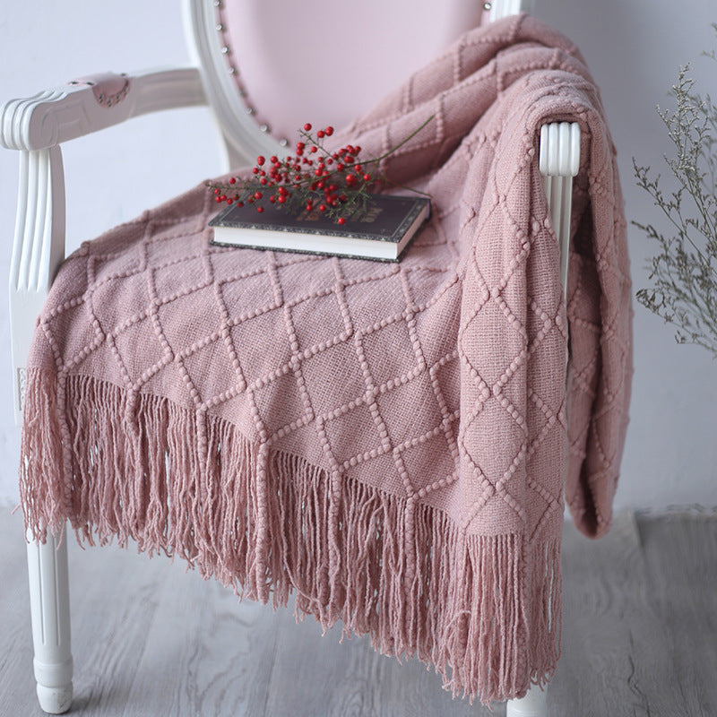 Lined Work Fringe Lace Blanket - HOMYEA