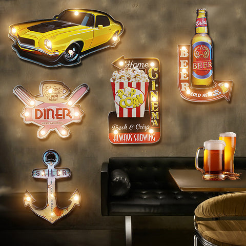 Vintage Metal Beer LED Lights - HOMYEA