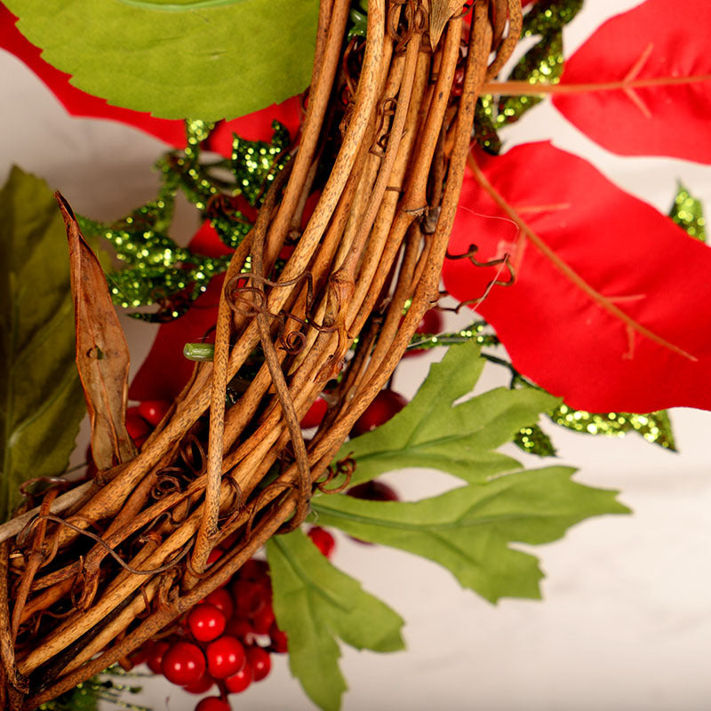 Christmas Red Rattan Wreath - HOMYEA