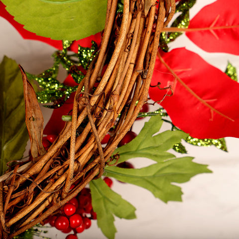 Christmas Red Rattan Wreath - HOMYEA