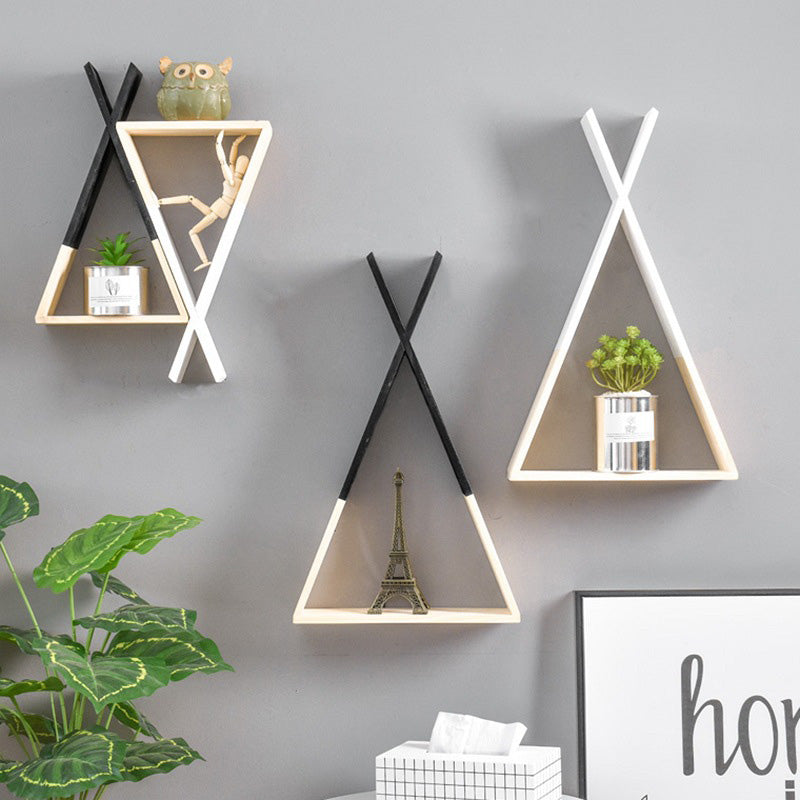 Wooden Triangular Wall Rack - HOMYEA