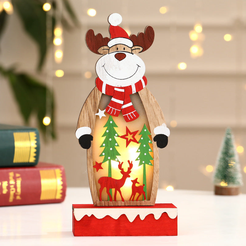 Glowing Painted Wooden Santa Claus - HOMYEA