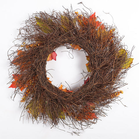 Christmas Rattan Maple Leaf Wreath - HOMYEA