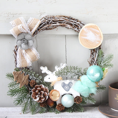 Christmas Hand Made Rattan Wreath - HOMYEA