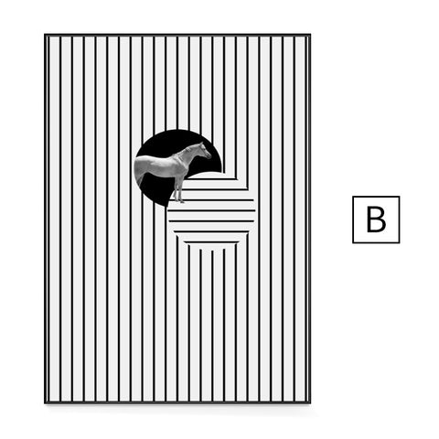 Black White Lines Wall Art - HOMYEA