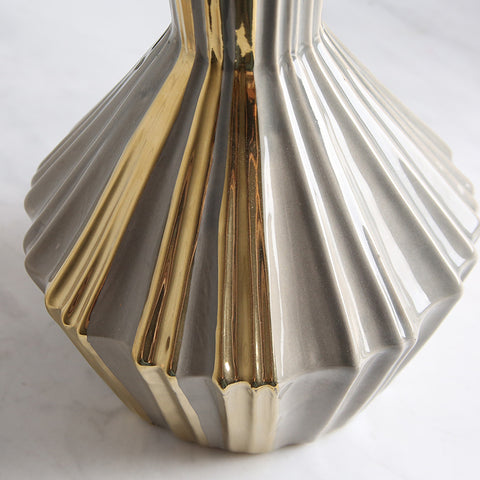 Simple Ceramic Gray Gold Geometric Vases - HOMYEA