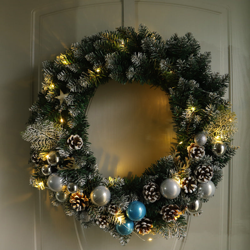 Handmade Christmas Wreath with White Pine Cones - HOMYEA