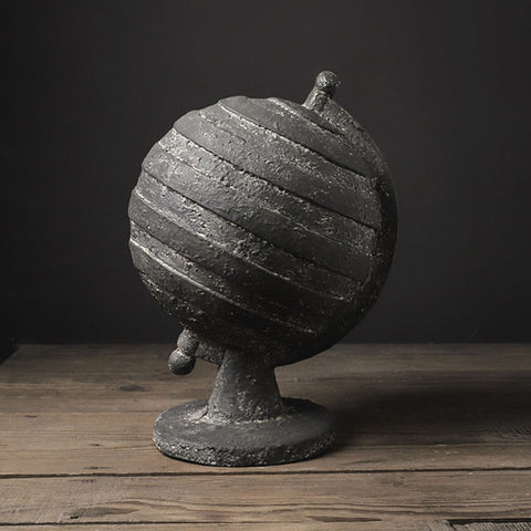 Vintage Resin Gray Globe Sculpture - HOMYEA