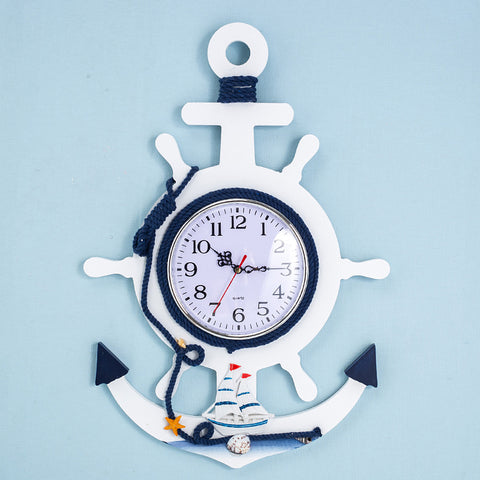 Blue and White Boat Rudder Clock - HOMYEA