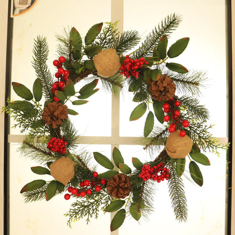 Christmas Hemp Pine Fruit Wreath - HOMYEA