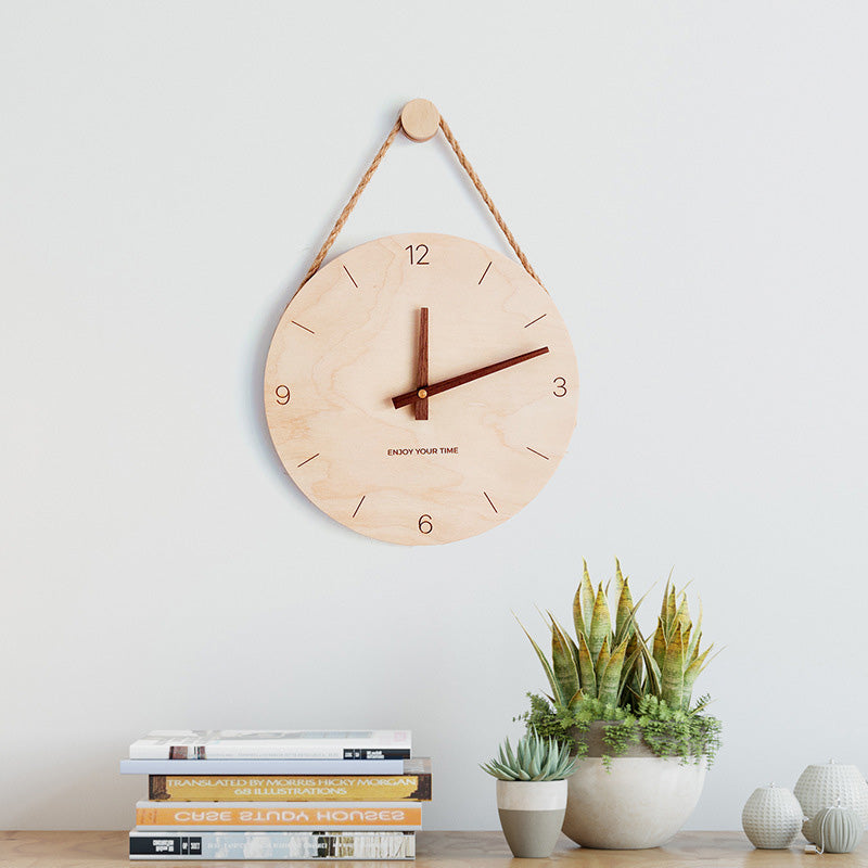 Wooden Circular Wall Clock - HOMYEA