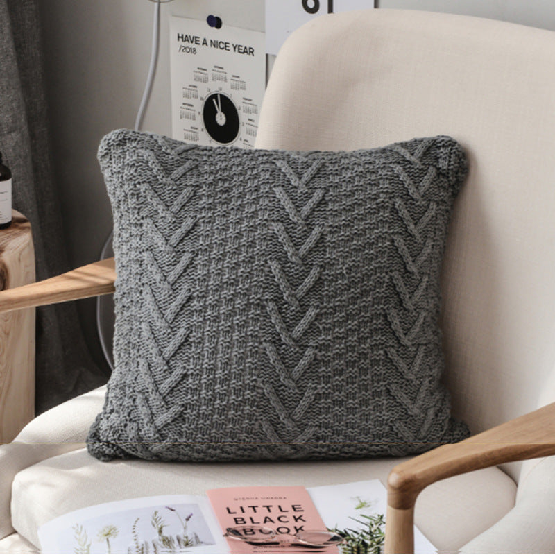 Fishbone Pattern Square Pillows - HOMYEA