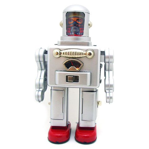 Silver Retro Nostalgic Space Robot Tin Toy - HOMYEA