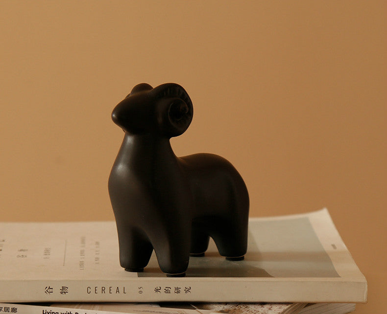 Ceramic Lamb Sculpture - HOMYEA