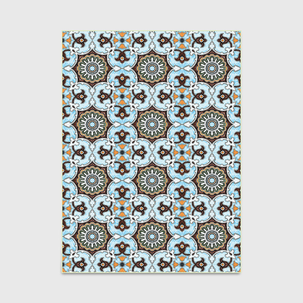 Blue Pattern Rectangular Rugs - HOMYEA