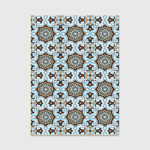 Blue Pattern Rectangular Rugs - HOMYEA