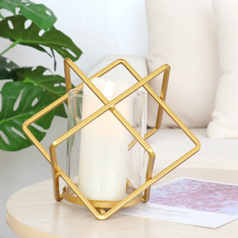 Geometric Metal Candle Holder - HOMYEA