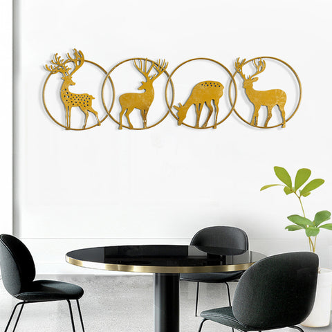 Metal Deer Wall Hanging Decor-Set of 4 - HOMYEA