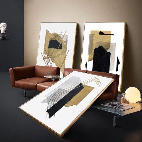 Golden Abstract Wall Art - HOMYEA