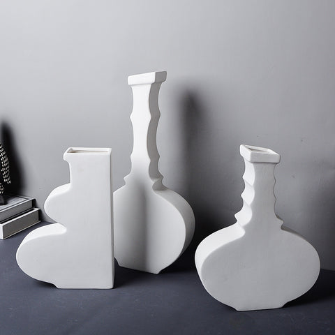 Ceramic White Vase - HOMYEA