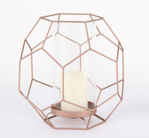 Iron Rose Gold Geometric Shape Candle Holder - HOMYEA