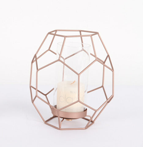 Iron Rose Gold Geometric Shape Candle Holder - HOMYEA