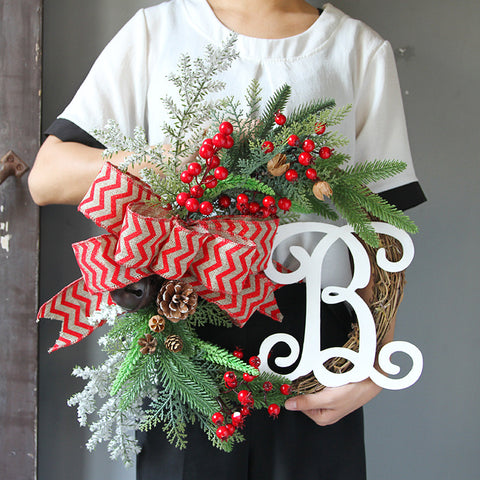 Christmas Rattan Bow Wreath - HOMYEA