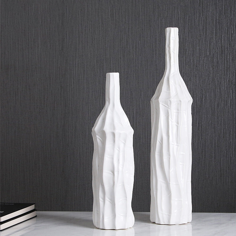 Simple White Art Slender Vases - HOMYEA