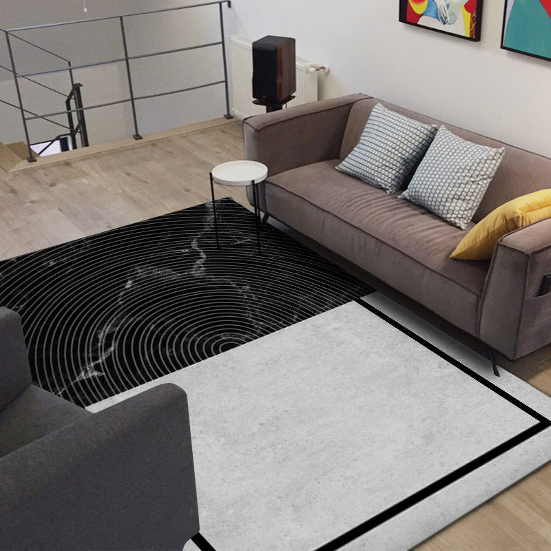 Black Marbled Polyester Rugs - HOMYEA