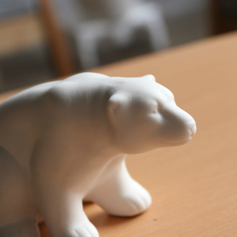 White Ceramic Bear Sculpture - HOMYEA