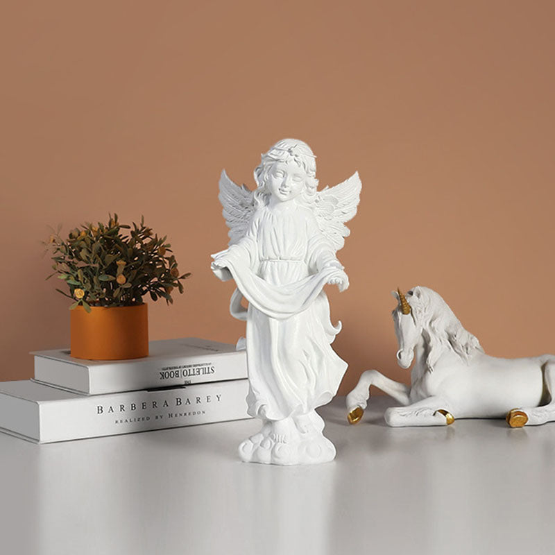 Modern White Angel Resin Sculpture - HOMYEA