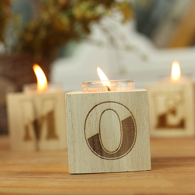 Creative Wooden Handmade Alphabet Candle Holder - HOMYEA