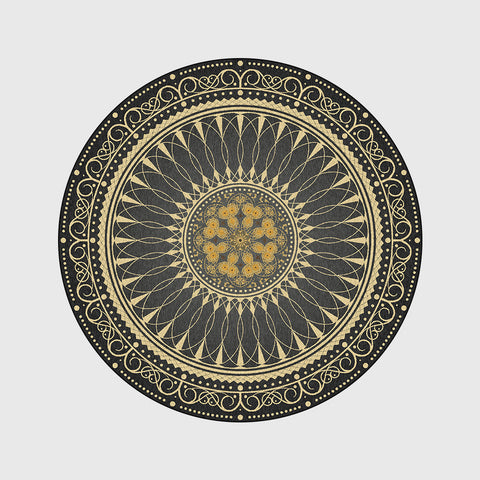 Black and Gold Round Carpet - HOMYEA