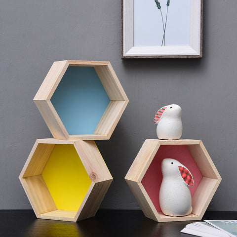 A Set of Hexagonal Wall Rack - HOMYEA