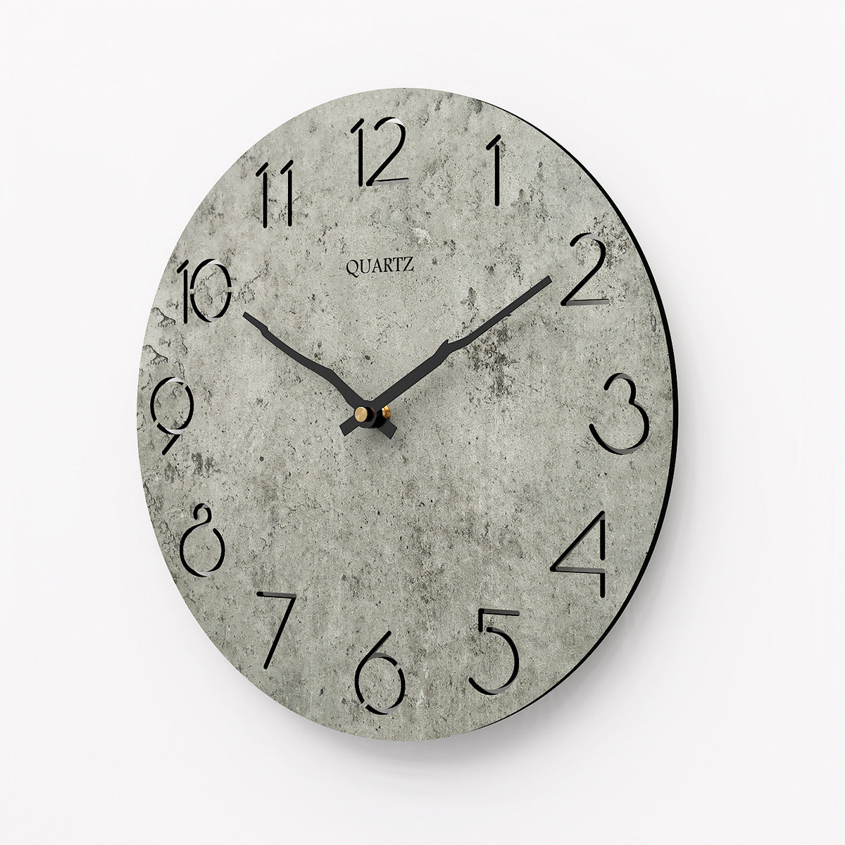 Vintage Gray Wooden Round Wall Clock - HOMYEA