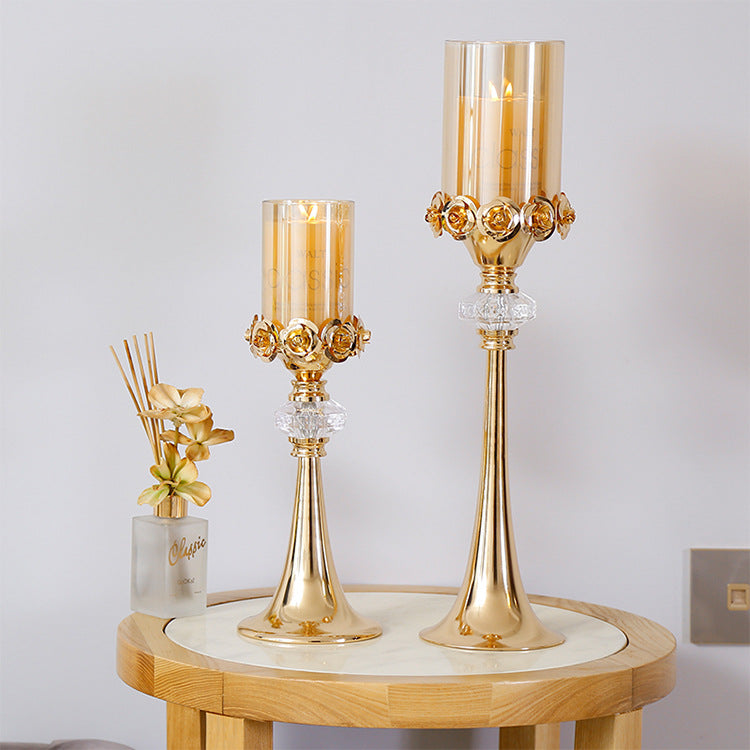 Golden Candlelight Dinner Props Candle Holders - HOMYEA