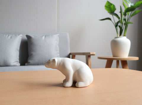 White Ceramic Bear Sculpture - HOMYEA