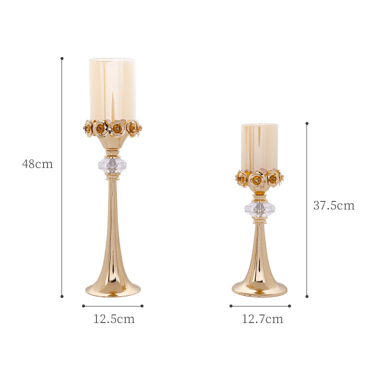 Golden Candlelight Dinner Props Candle Holders - HOMYEA