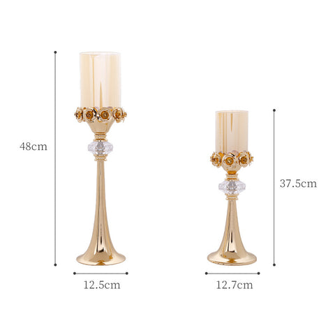 Golden Candlelight Dinner Props Candle Holders - HOMYEA