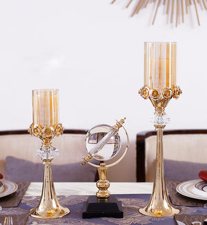 Golden Candlelight Dinner Props Candle Holders - HOMYEA