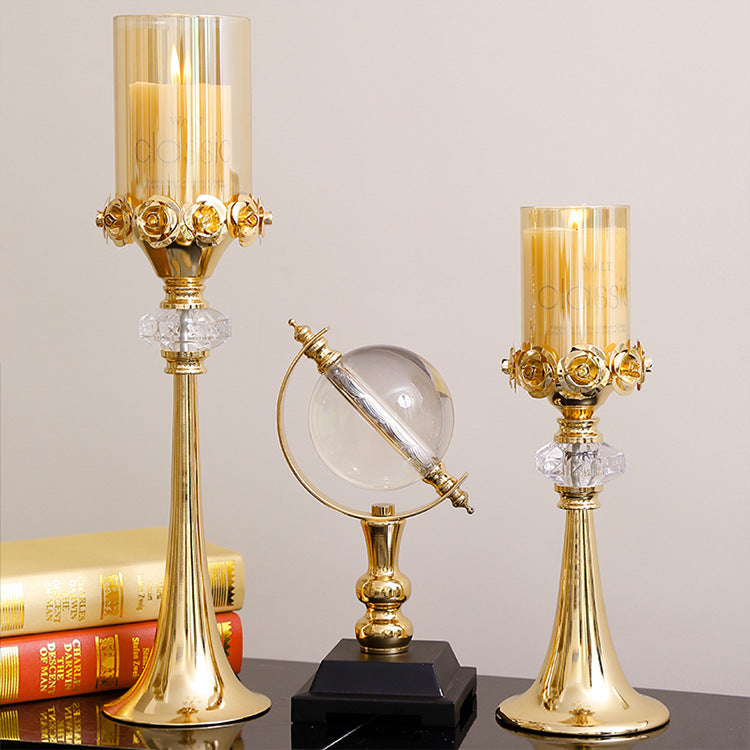 Golden Candlelight Dinner Props Candle Holders - HOMYEA