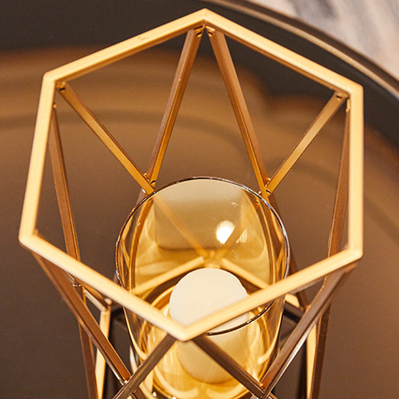 Golden Metal Geometric Shape Candle Holder - HOMYEA