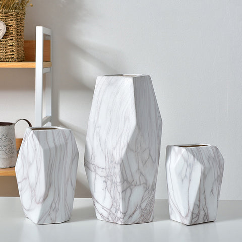 Grey Marble Texture Geometric Cutting Table Vases - HOMYEA