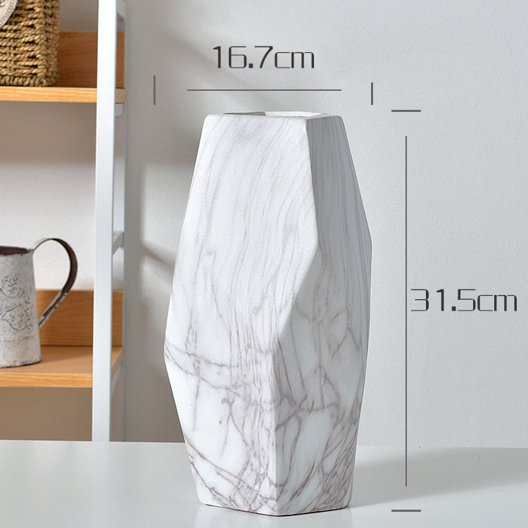 Grey Marble Texture Geometric Cutting Table Vases - HOMYEA