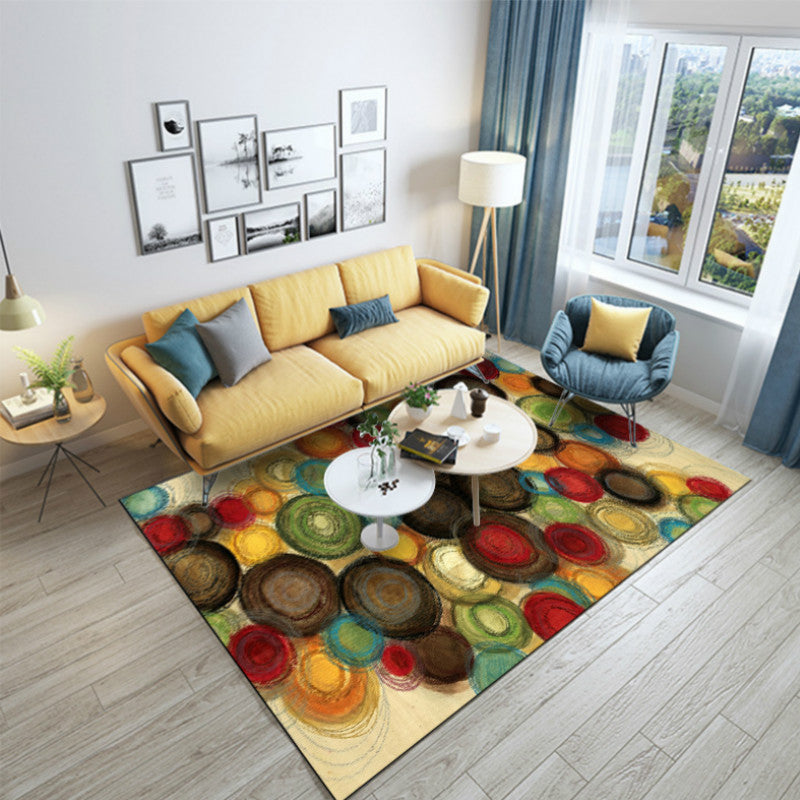 Multicolor Circle Rectangular Rugs - HOMYEA