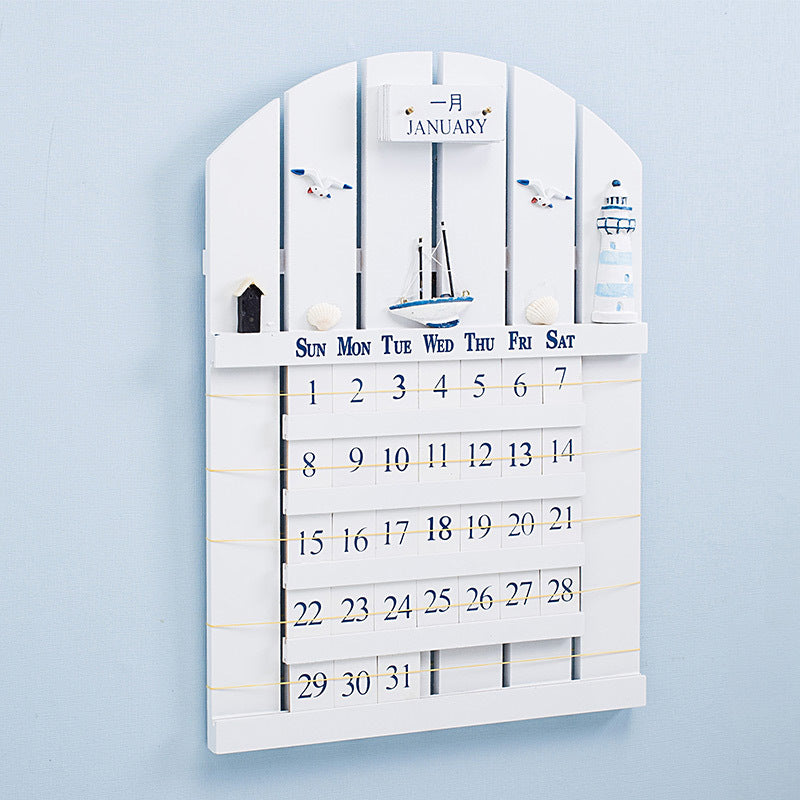 Mediterranean Wooden Wall Calendar - HOMYEA