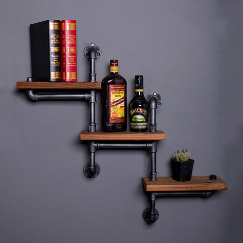 Wrought Iron Shelf Solid Wood Shelf - HOMYEA