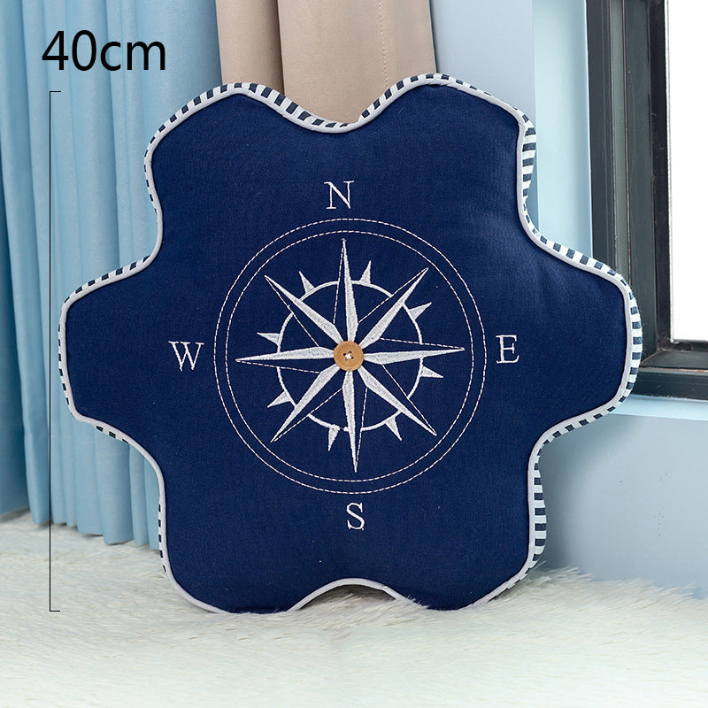 Compass Embroidered Pillow Cushion - HOMYEA