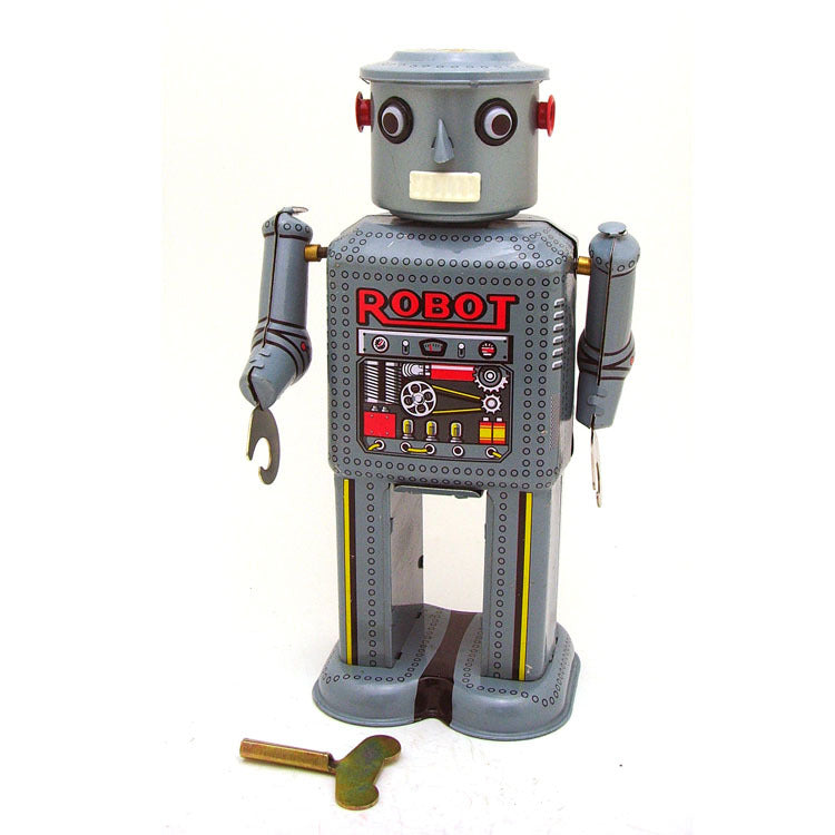 Creative Retro Nostalgic Silver Robot Wind-up Toy - HOMYEA